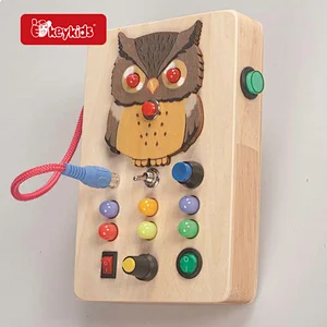 Travel Activity Children Educational Wooden LED Busy Board with Switch Autism Toys W12D622